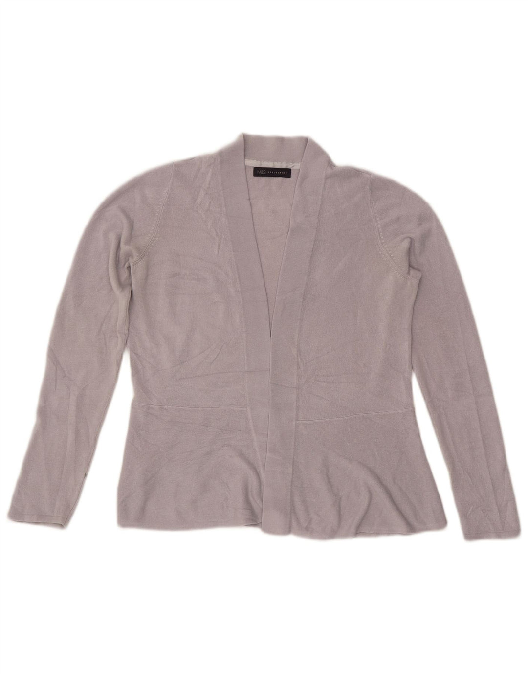 Marks & Spencer Pull Cardigan Ouvert pour Femme UK 12 Acrylique Gris Moyen