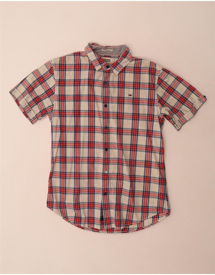 Tommy Hilfiger Chemise à manches courtes homme en coton à carreaux rouge moyen