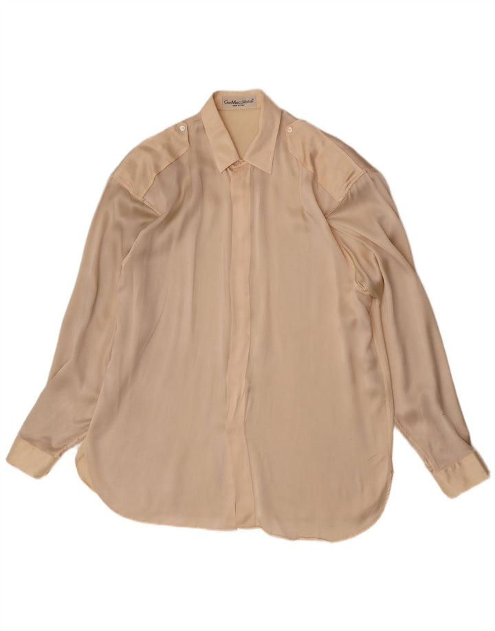 Gian Marco Venturi Chemise militaire pour homme Taille 16 41 Grand Beige