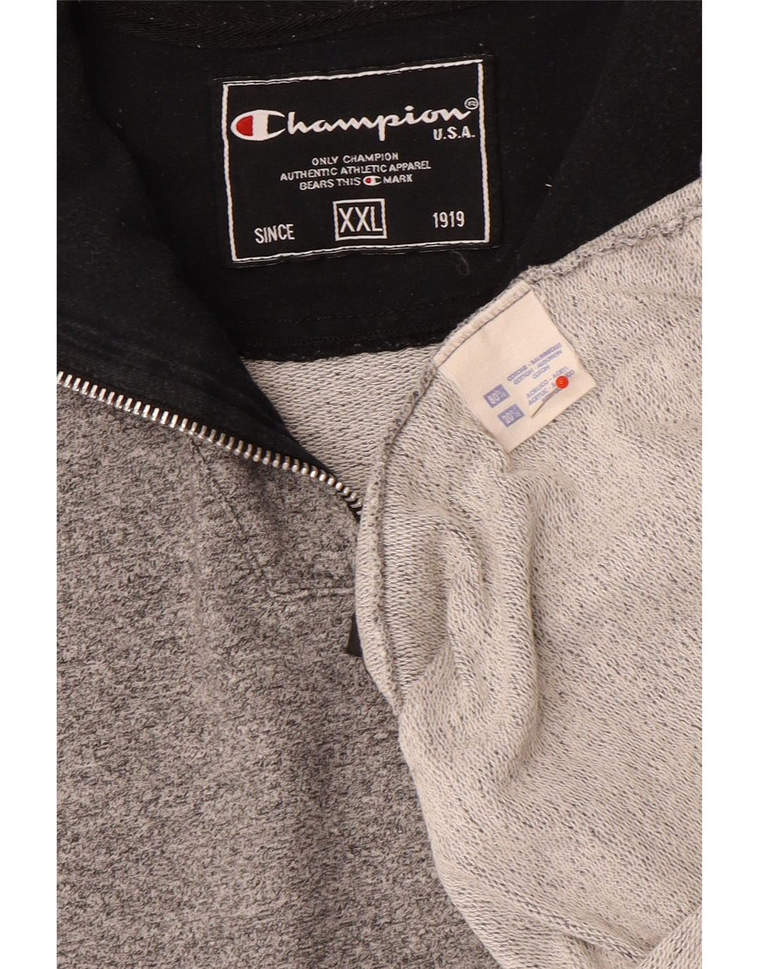 Champion Sweat-shirt à col zippé pour homme 2XL Gris Coton