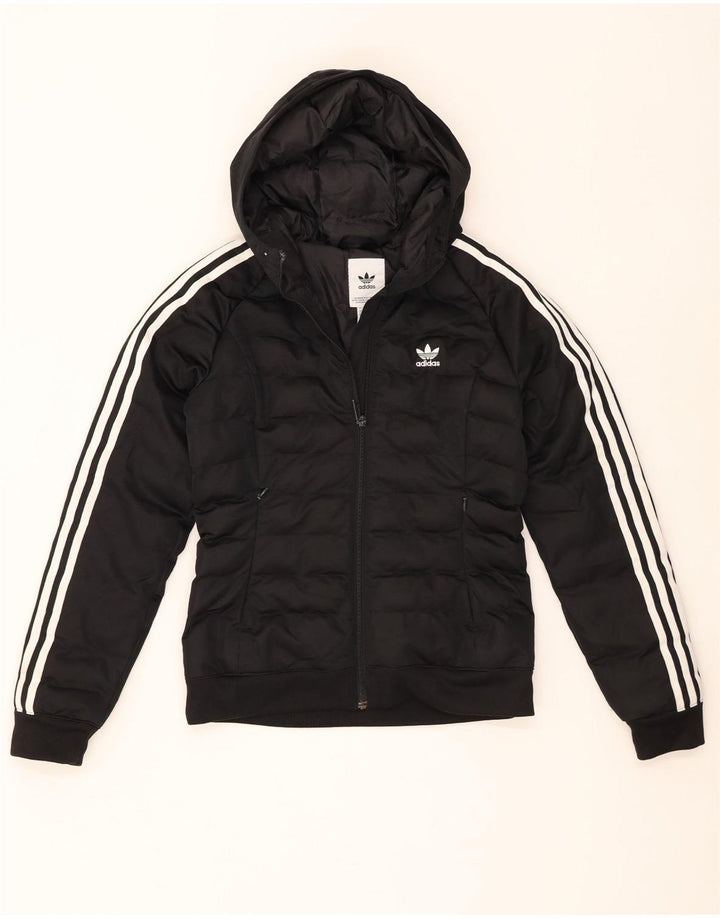 Adidas Veste rembourrée à capuche pour femme UK 8 Small Noir Polyester