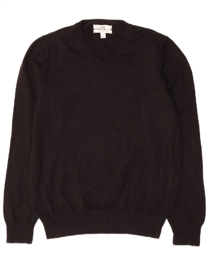 Marks & Spencer Pull col V Homme Noir Moyen Coton