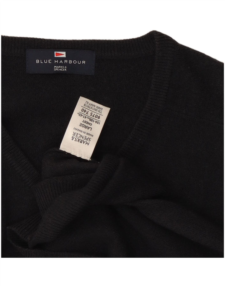 Marks & Spencer Pull à col en V Blue Harbor pour hommes, grand bleu marine