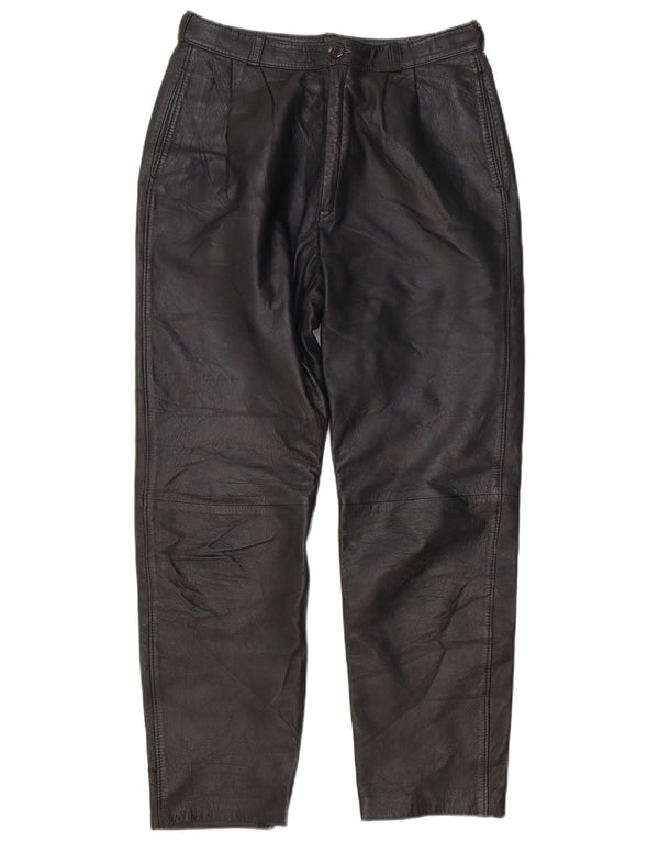 Pantalon droit en simili cuir femme vintage W30 L29 noir