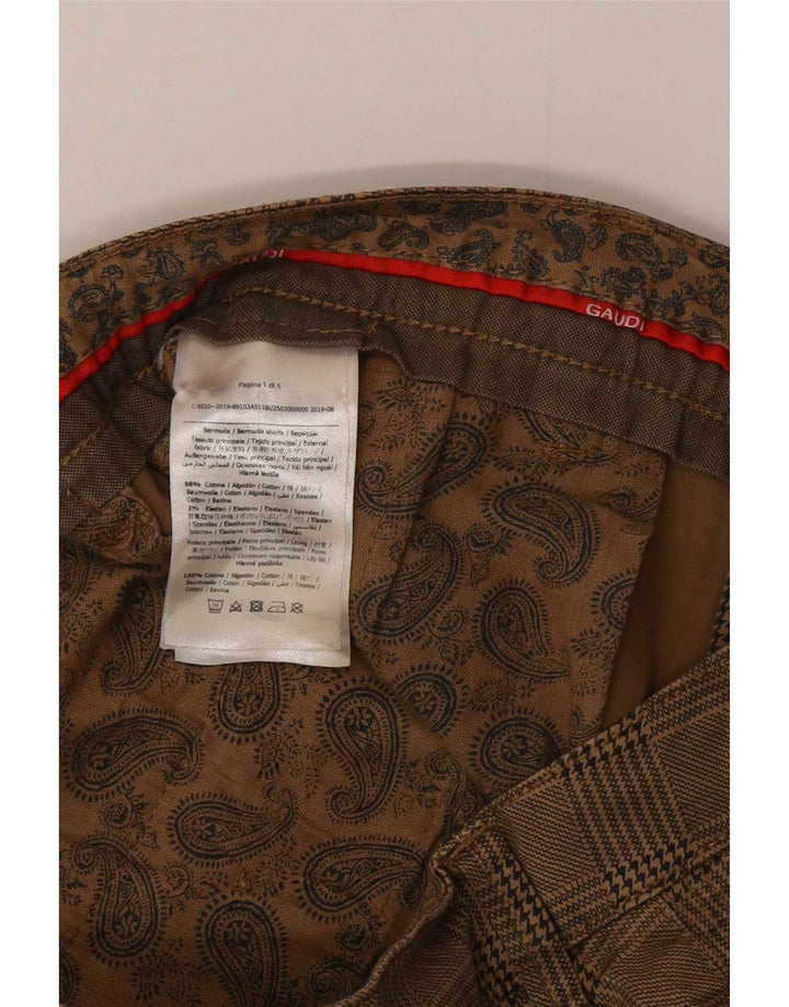 Gaudi Hommes Dakota Chino Shorts W32 Marron Moyen à Carreaux Coton