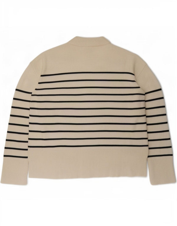 Zara Pull ras du cou pour femme UK 10 Petit blanc cassé rayé