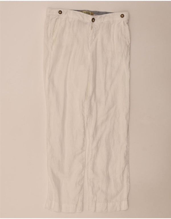 Fat Face Pantalon Chino Droit Femme UK 12 Moyen W34 L31 Lin Blanc