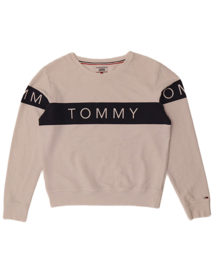 Tommy Hilfiger Sweat-shirt pour femme UK 14 Medium Blanc Colourblock