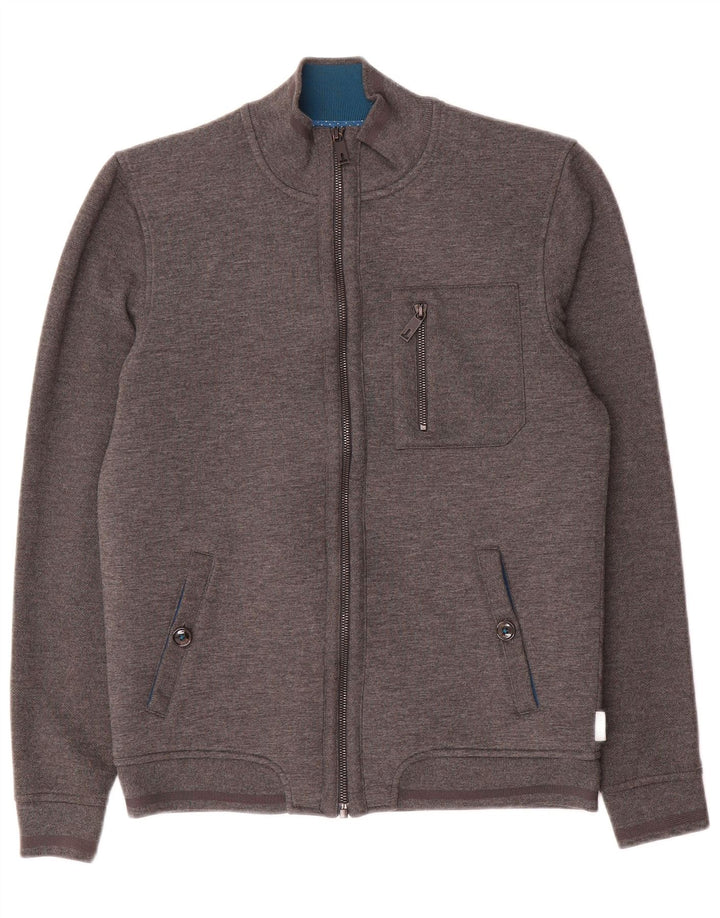 Ted Baker Veste de survêtement pour homme Taille 2 Petit Gris Moucheté Polyester