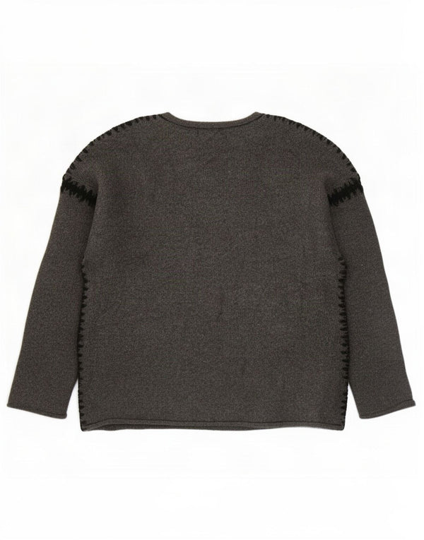Zara Pull surdimensionné à col rond pour femme UK 10 Petit Acrylique Gris