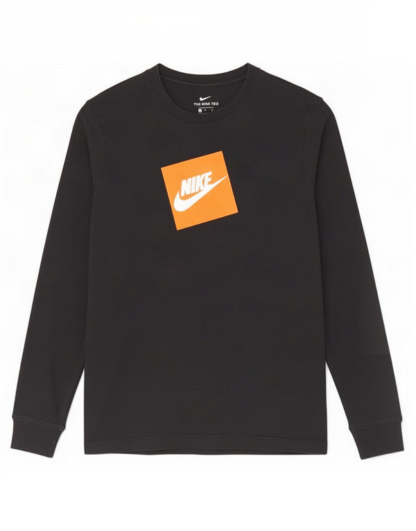 Nike Haut graphique à manches longues pour homme Petit coton noir