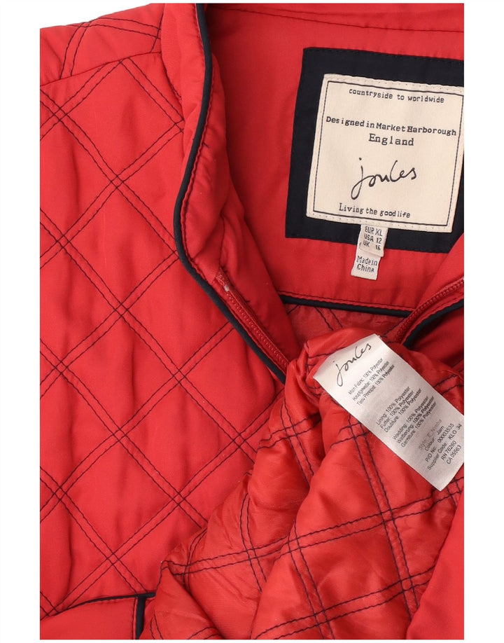 Joules Gilet matelassé pour femme UK 16 Large Rouge Polyester