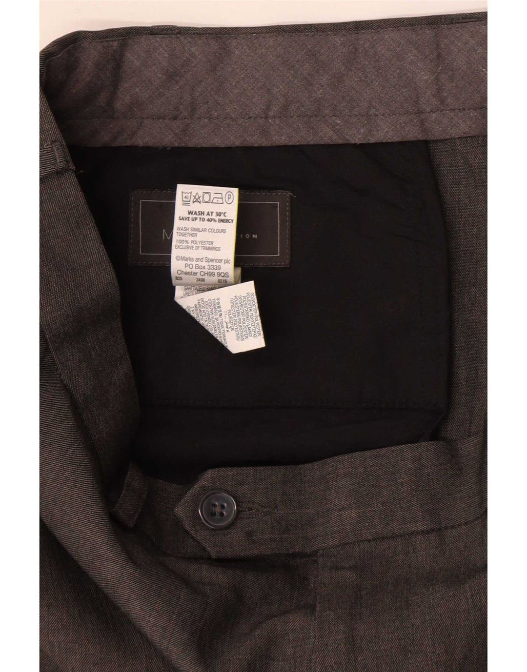 Marks & Spencer Pantalon de costume coupe classique pour homme W38 L31 Gris Polyester