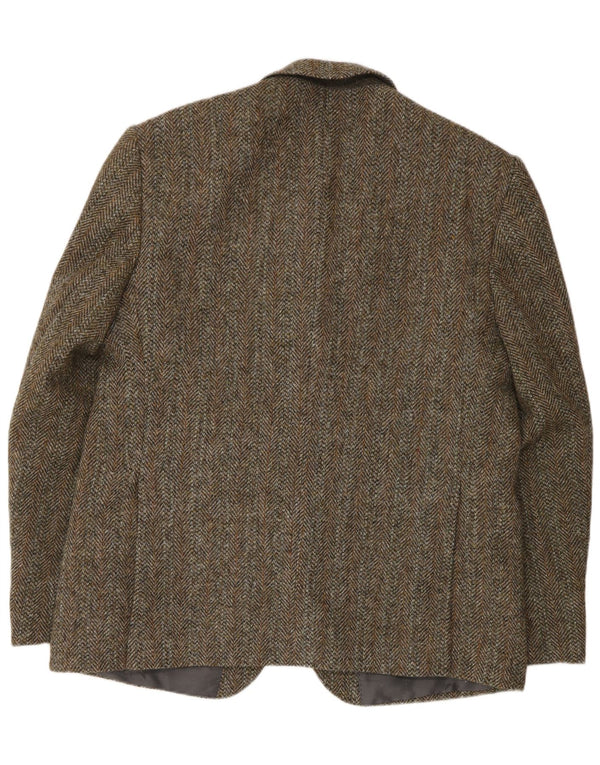 HARRIS TWEED Veste Blazer 2 Boutons pour Homme UK 46 3XL Laine à Chevrons Vert