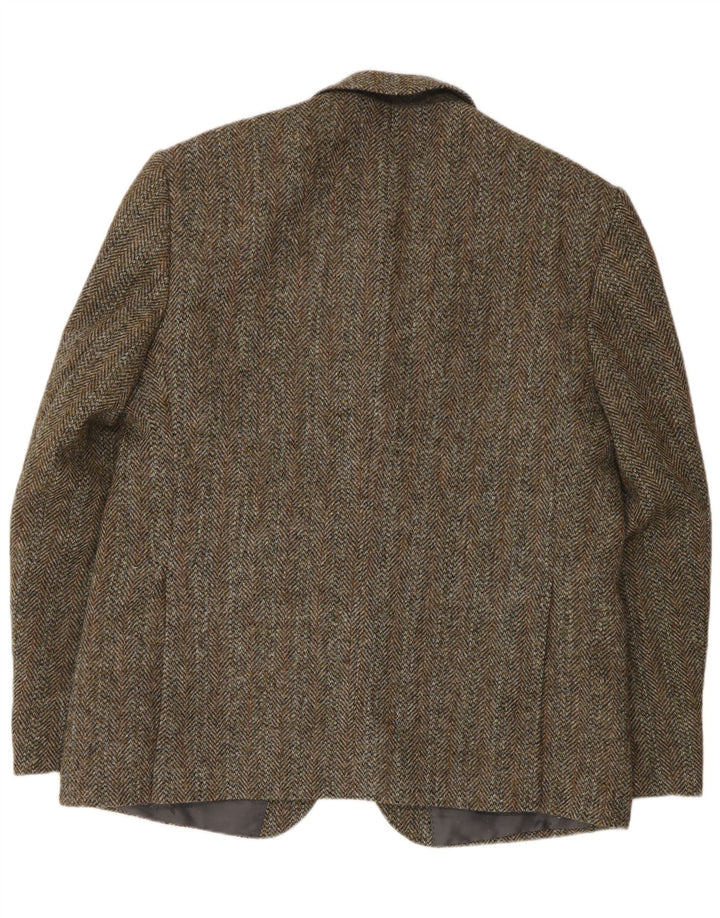 HARRIS TWEED Veste Blazer 2 Boutons pour Homme UK 46 3XL Laine à Chevrons Vert