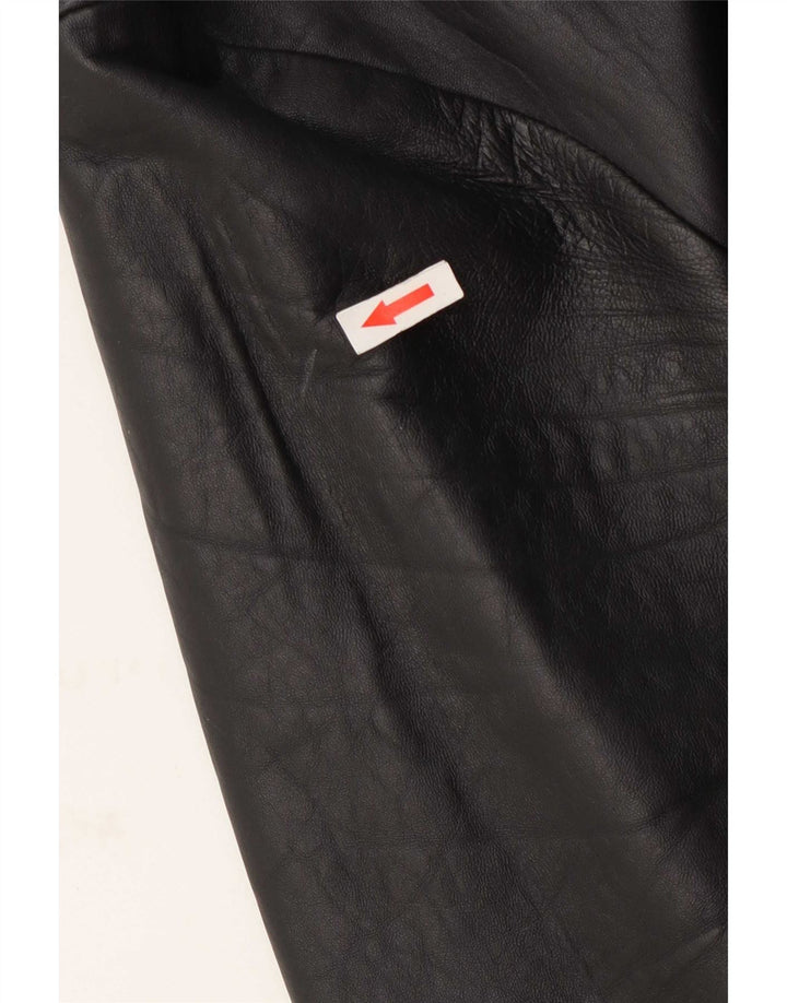vintage Homme 2 Boutons Veste Blazer En Cuir UK 38 Moyen Noir
