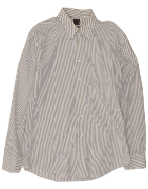 Calvin Klein Chemise slim fit pour homme Taille 41 16 Grand coton à fines rayures blanches