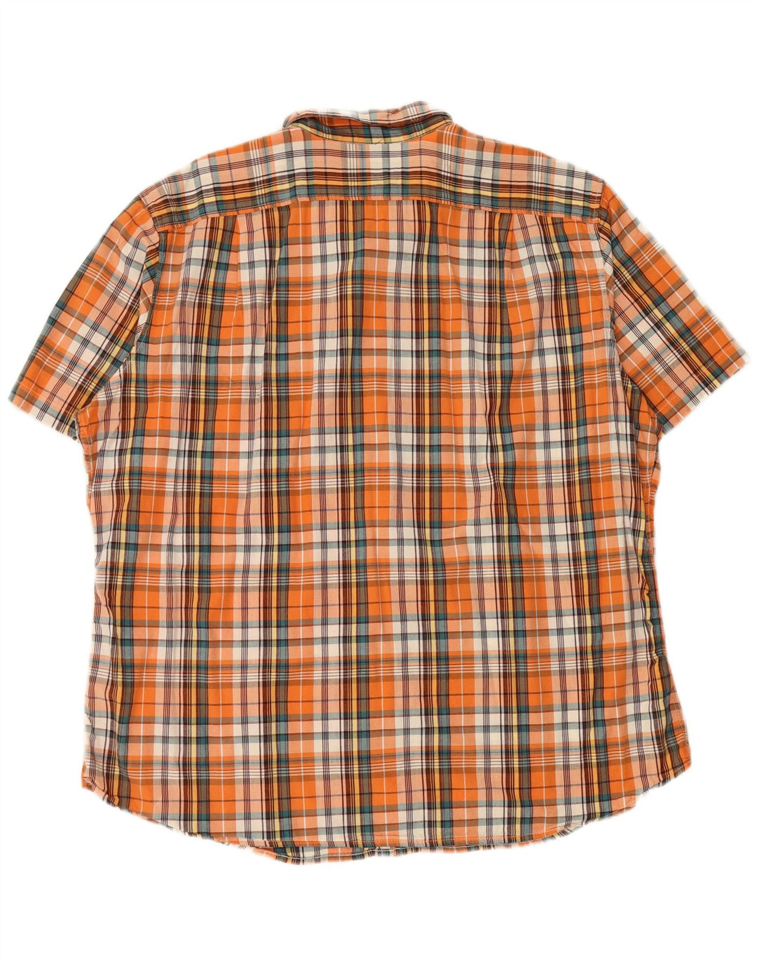 EDDIE BAUER Chemise à manches courtes pour hommes 2XL Coton à carreaux orange