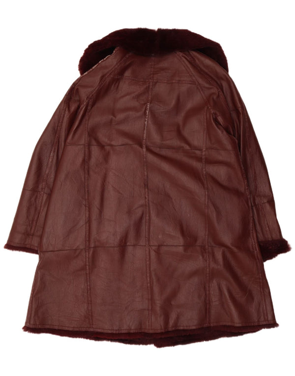 vintage Womens Shearling Coat UK 16 Grand Bourgogne