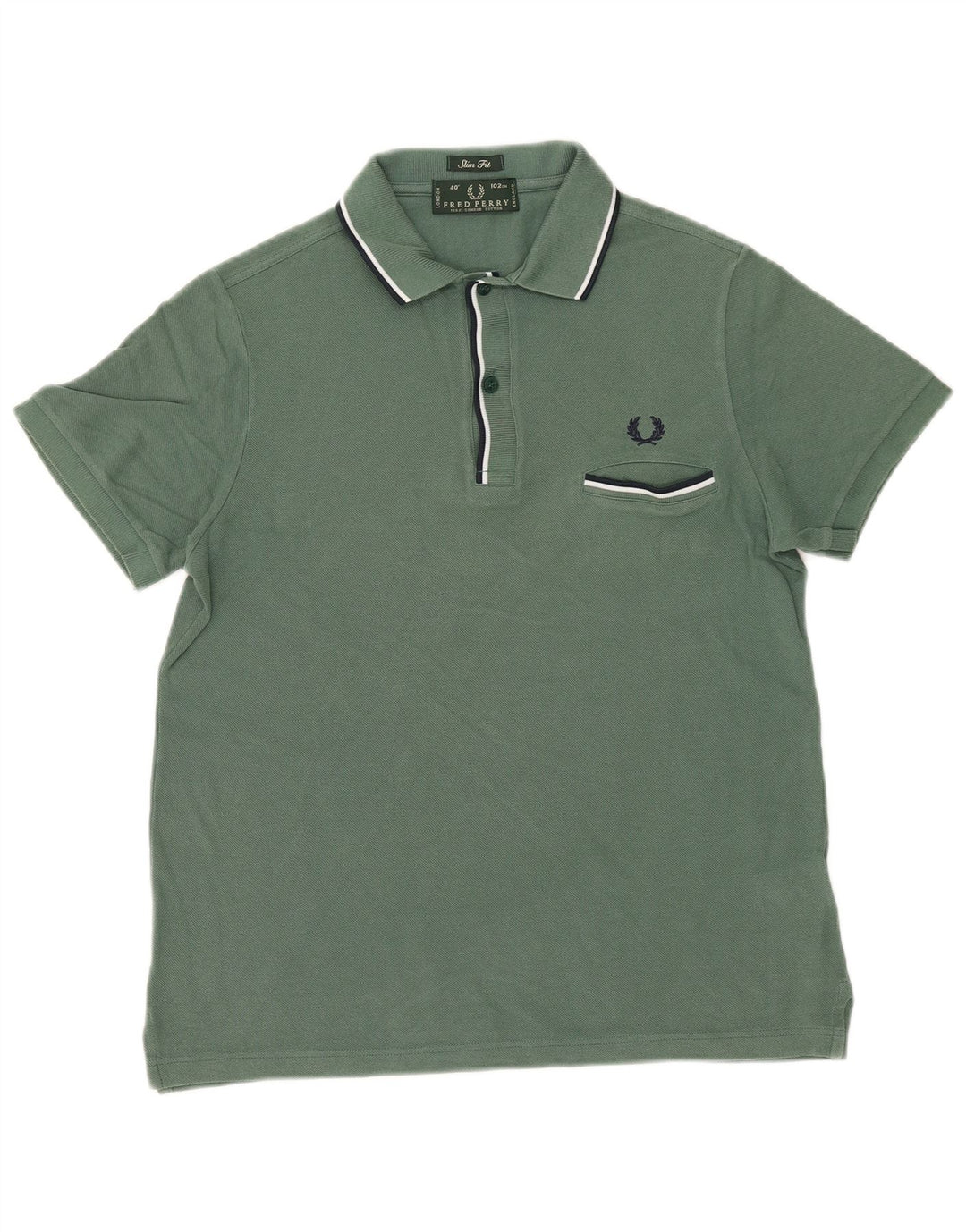 Fred Perry Polo Slim Fit Homme Vert Moyen Coton