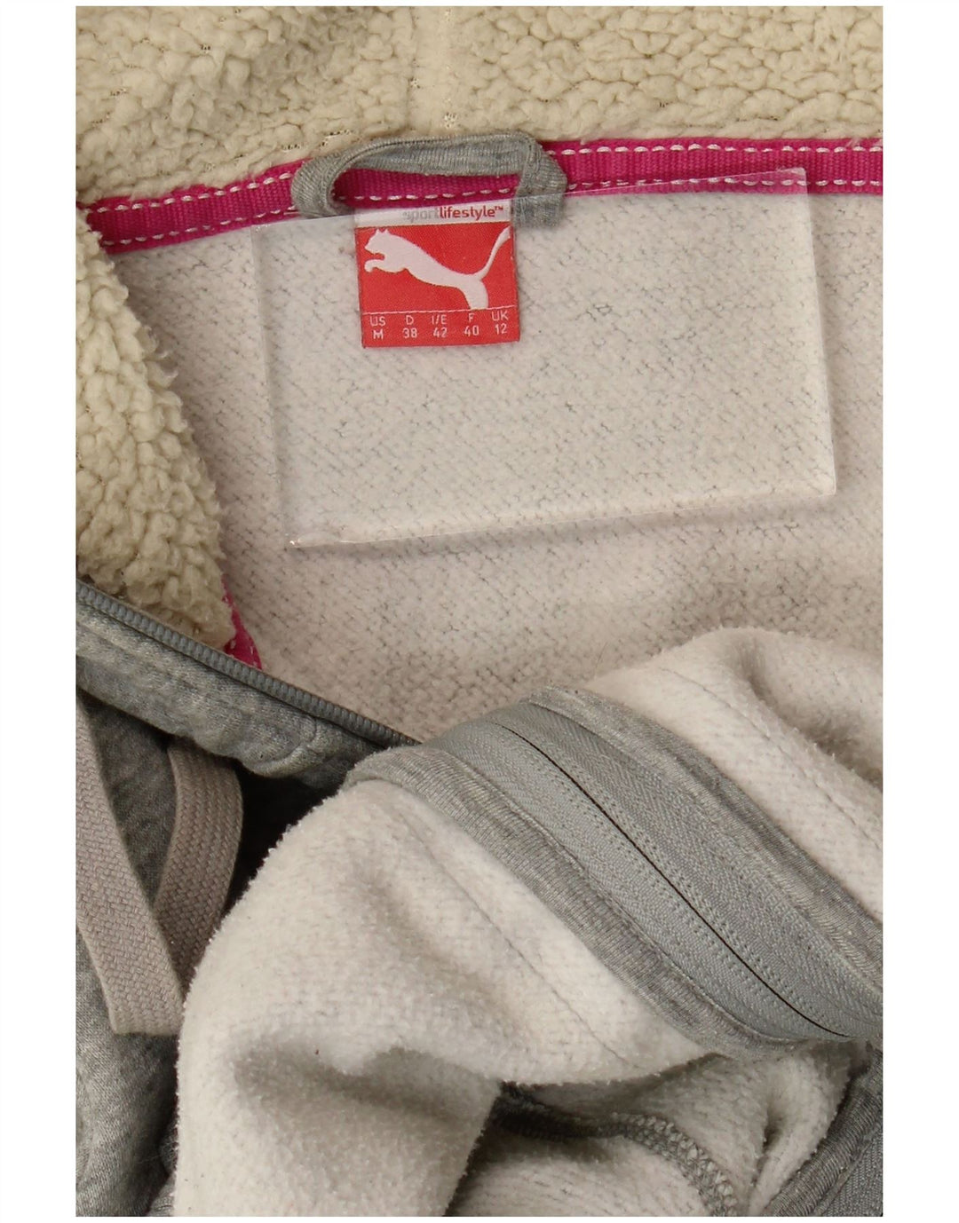 PUMA Pull à capuche zippé pour femme UK 42 Gris moyen moucheté