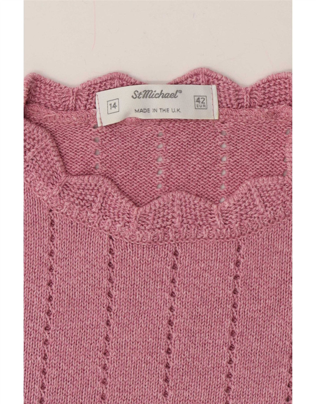 St Michael Pull à manches courtes et col rond pour femme Rose moyen UK 14
