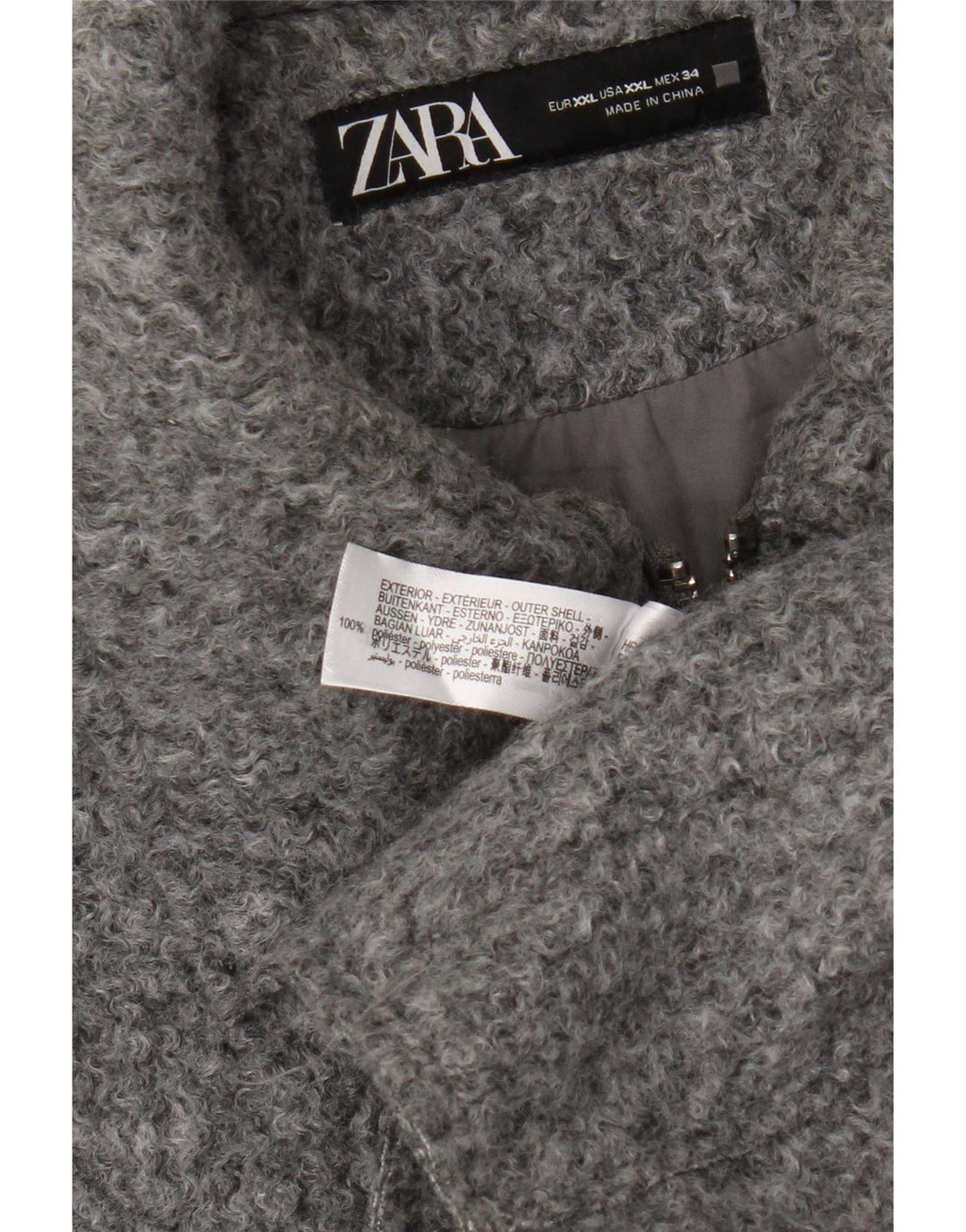 Zara Womens Crop Bomber Jacket UK 20 2XL Gris Polyester