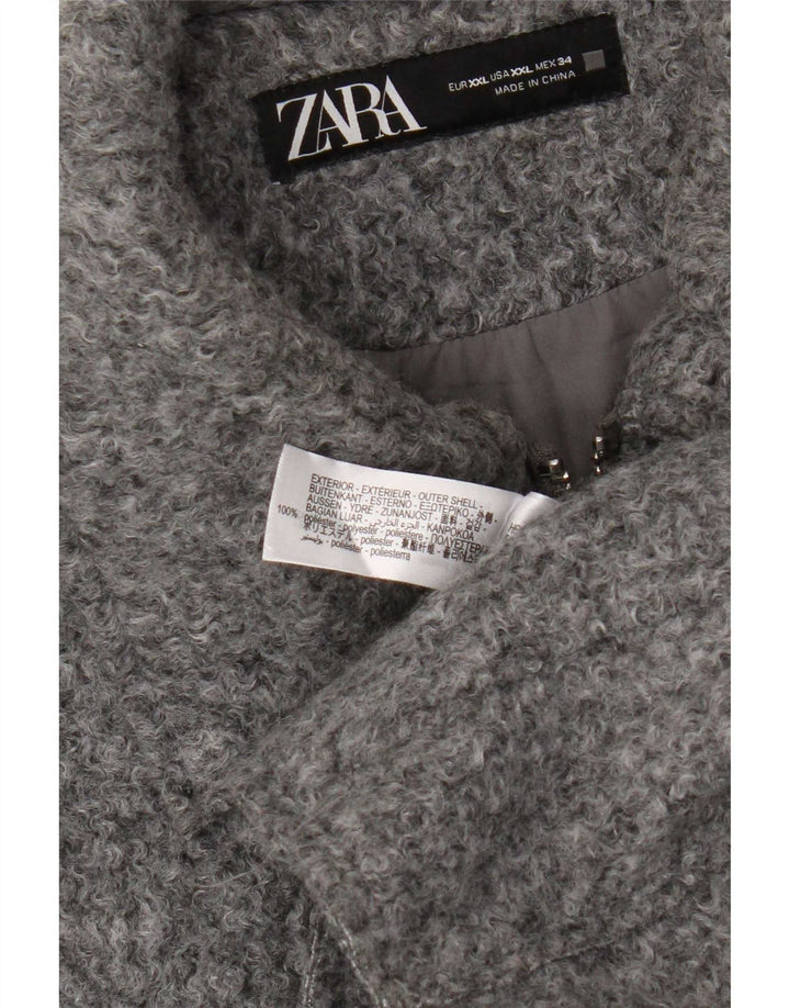Zara Womens Crop Bomber Jacket UK 20 2XL Gris Polyester