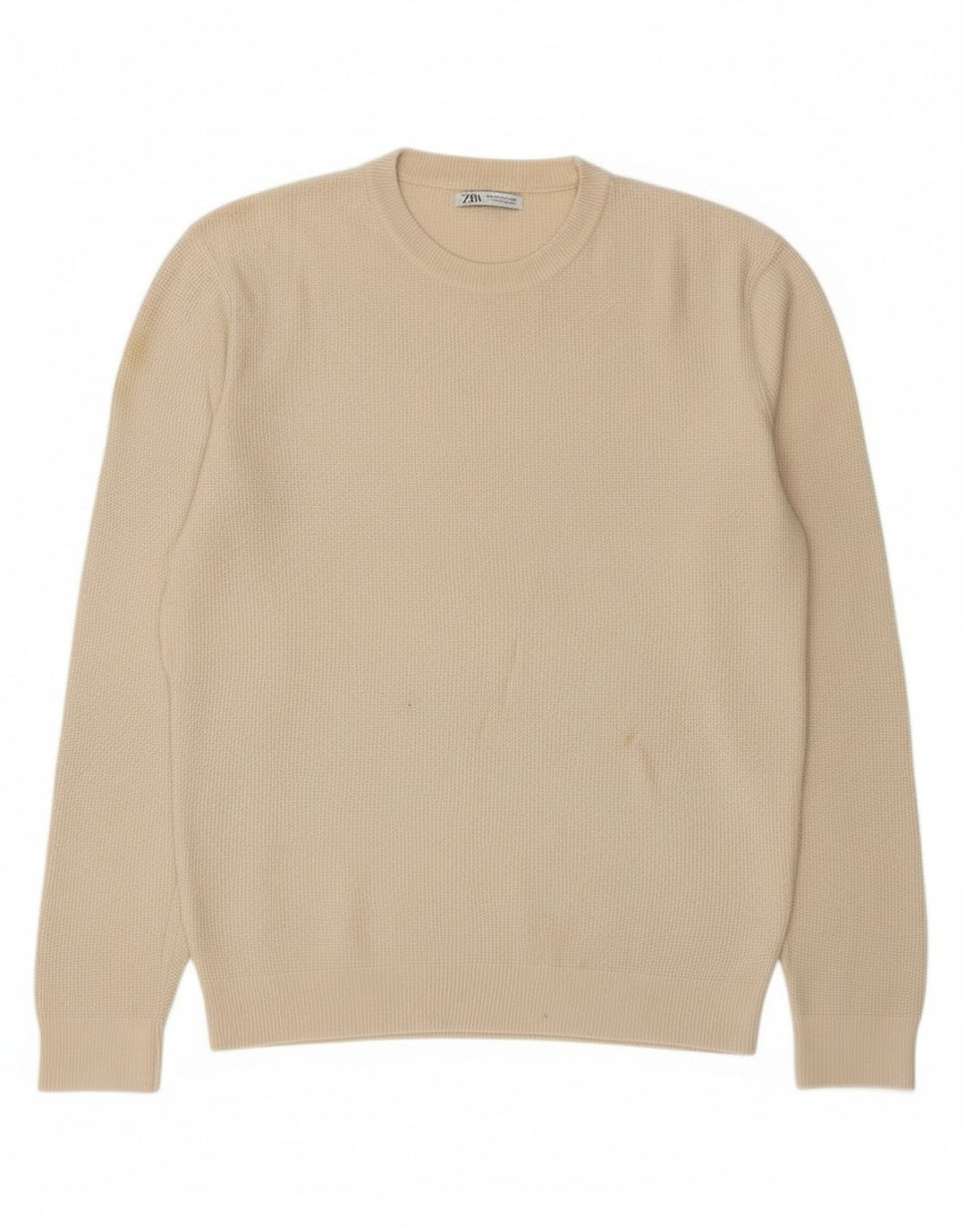 Zara Pull à col rond pour homme en coton blanc cassé moyen