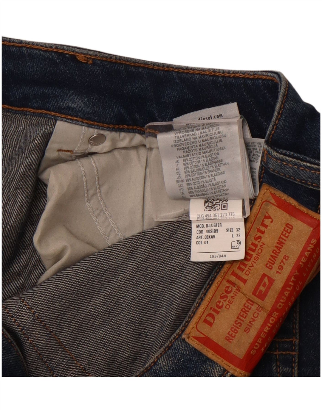 DIESEL Jean Slim Homme W32 L32 Bleu Marine Coton