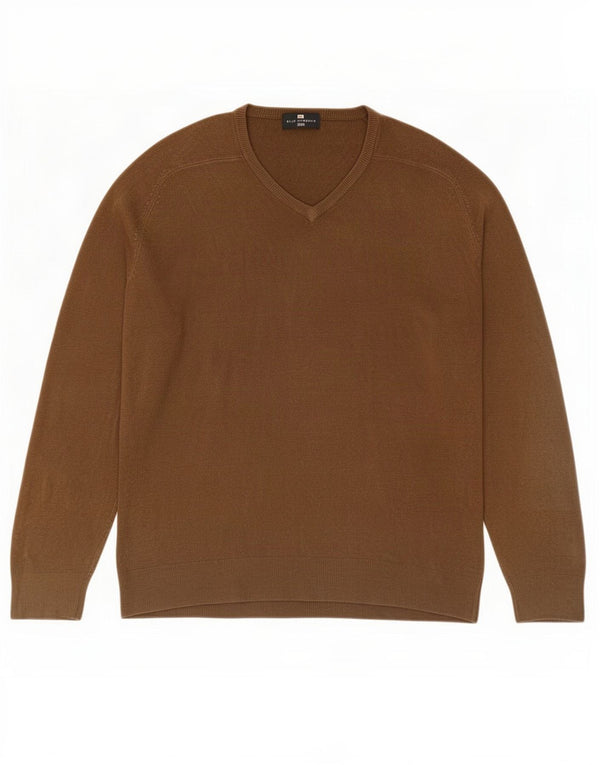 Marks & Spencer Pull à col en V Blue Harbor pour hommes, grand, acrylique marron