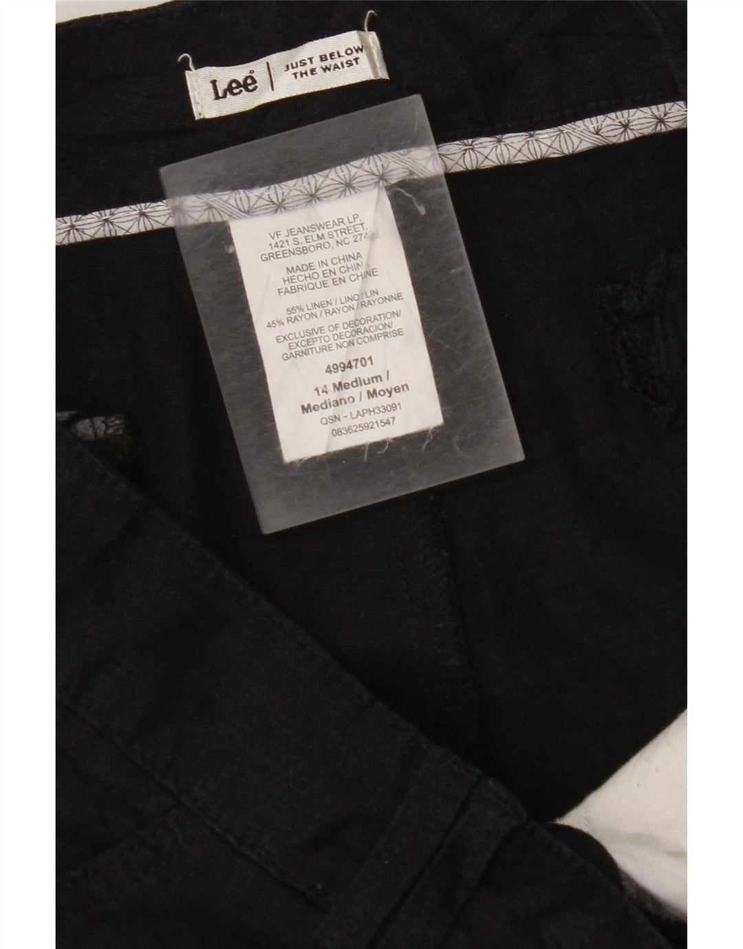 LEE Bermuda pour femme US 14 Large W36 Lin noir