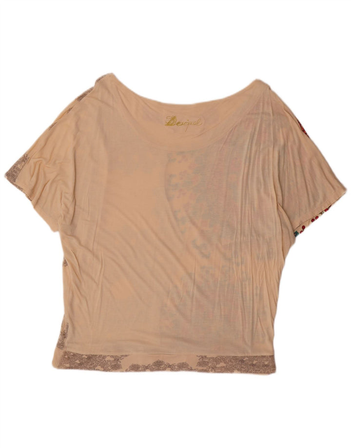 Desigual Chemisier chauve-souris pour femme UK 12 Medium Off White Floral