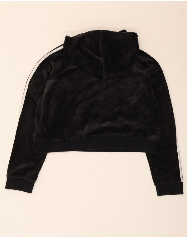 Adidas Pull à capuche surdimensionné en velours pour femme UK 8 Petit coton noir