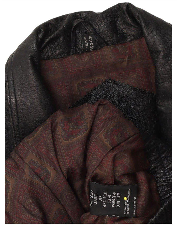 veste en cuir homme vintage UK 40 Grand cuir noir