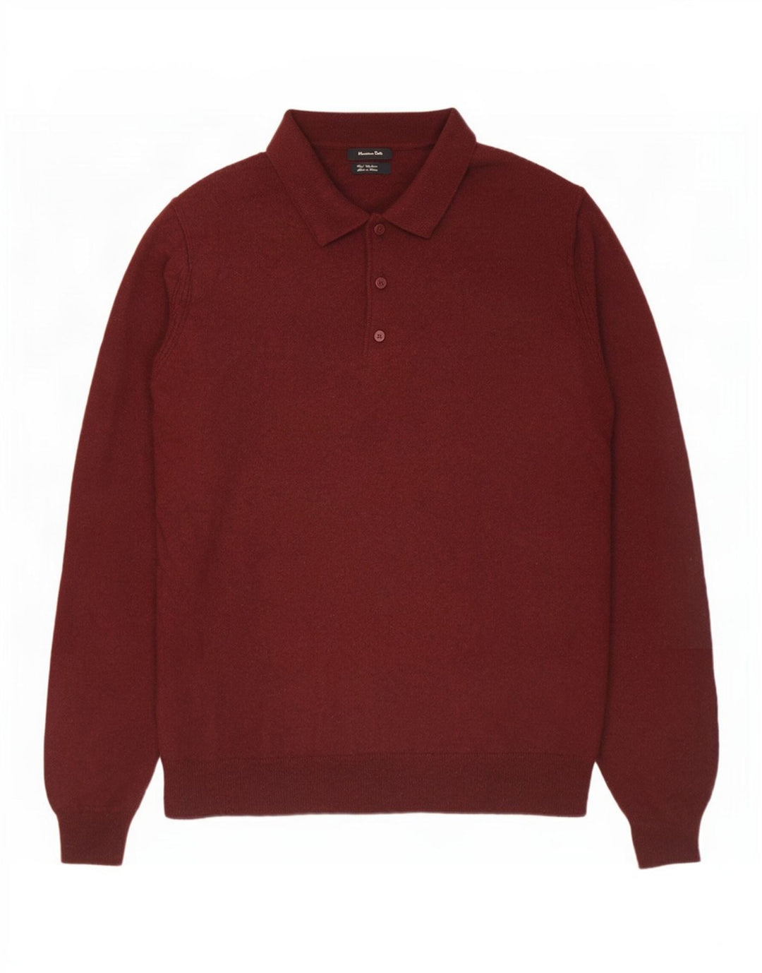 Massimo Dutti Pull col polo pour homme en laine bordeaux Taille L
