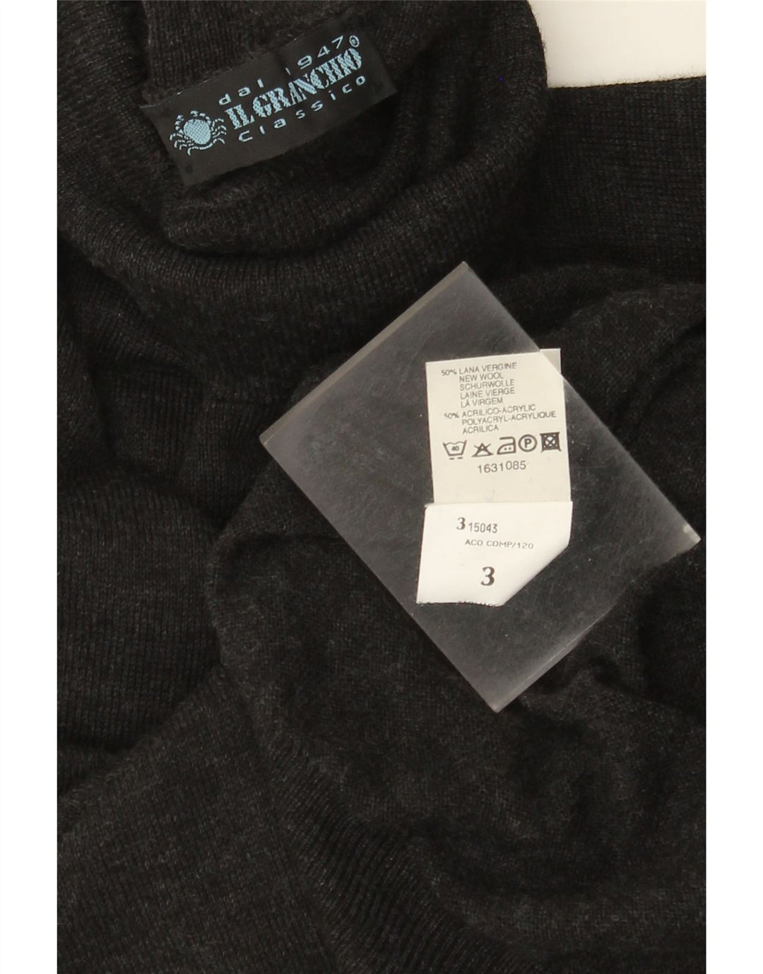 IL GRANCHIO Pull Col Roulé Homme Gris Moyen Laine