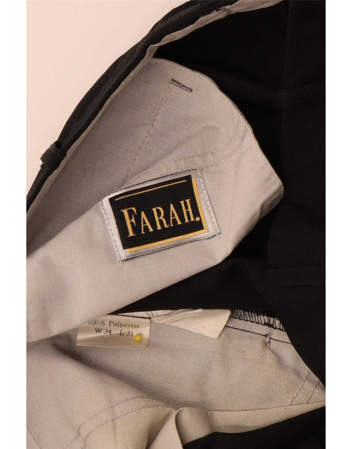 Farah Pantalon de costume pour homme W34 L31 Noir Polyester