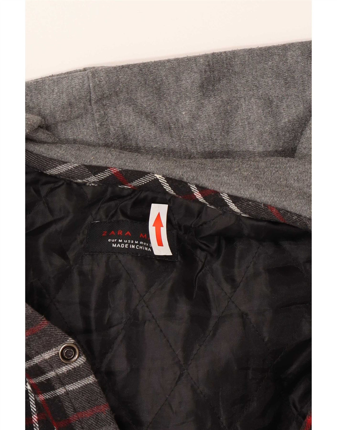 Zara Chemise À Capuche En Flanelle Lumberjack Homme Gris Moyen À Carreaux En Coton