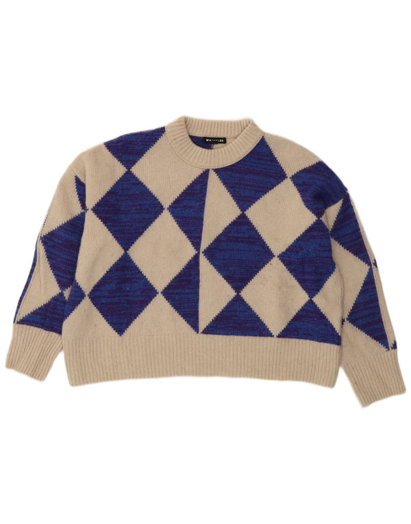 Whistle Pull court à col rond pour femme UK 10 Petite laine beige