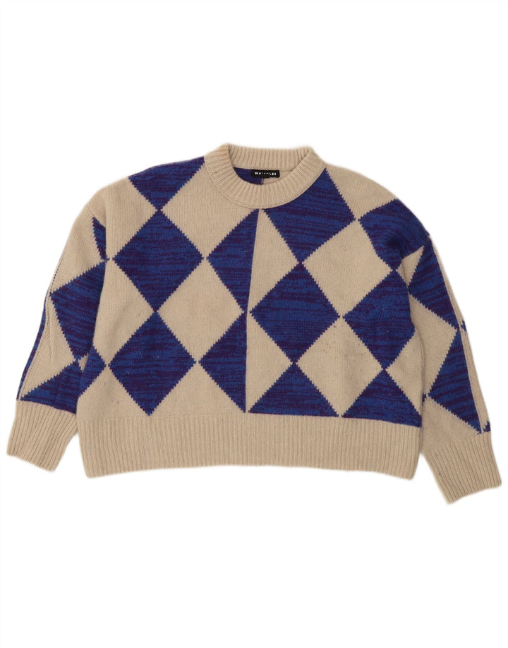 Whistle Pull court à col rond pour femme UK 10 Petite laine beige