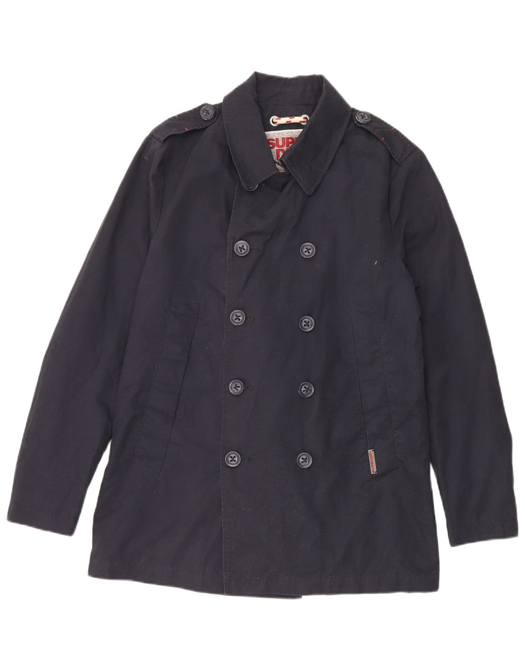 Superdry Caban Homme UK 40 Large Bleu Marine Coton