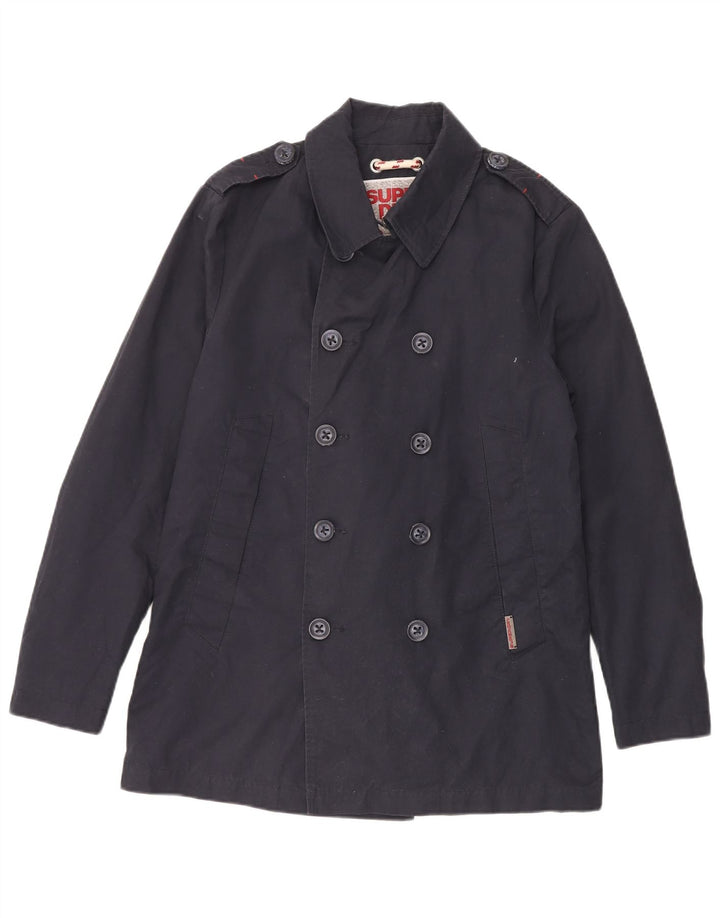 Superdry Caban Homme UK 40 Large Bleu Marine Coton
