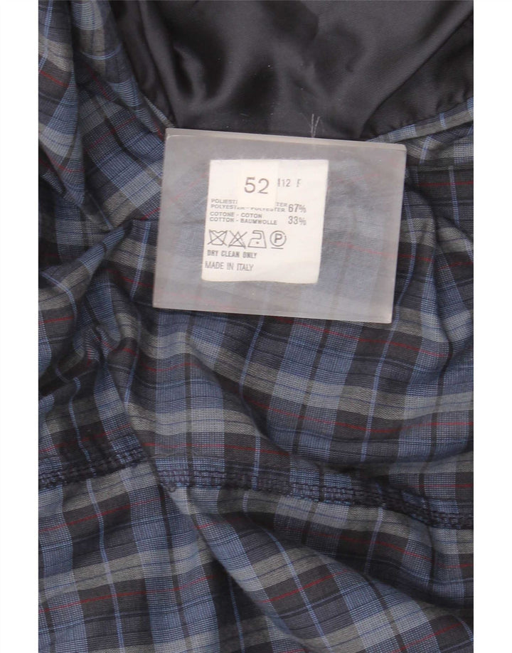 vintage Mens Military Bomber Jacket IT 52 XL Bleu Check Polyester