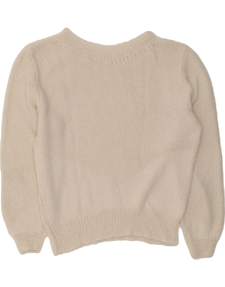 VINTAGE Womens Boat Neck Jumper Sweater UK 12 Medium White Vintage Vintage and Second-Hand Vintage from Messina Hembry 