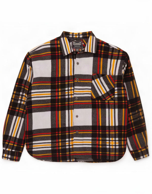 Chemise polaire homme vintage grand polyester à carreaux multicolore