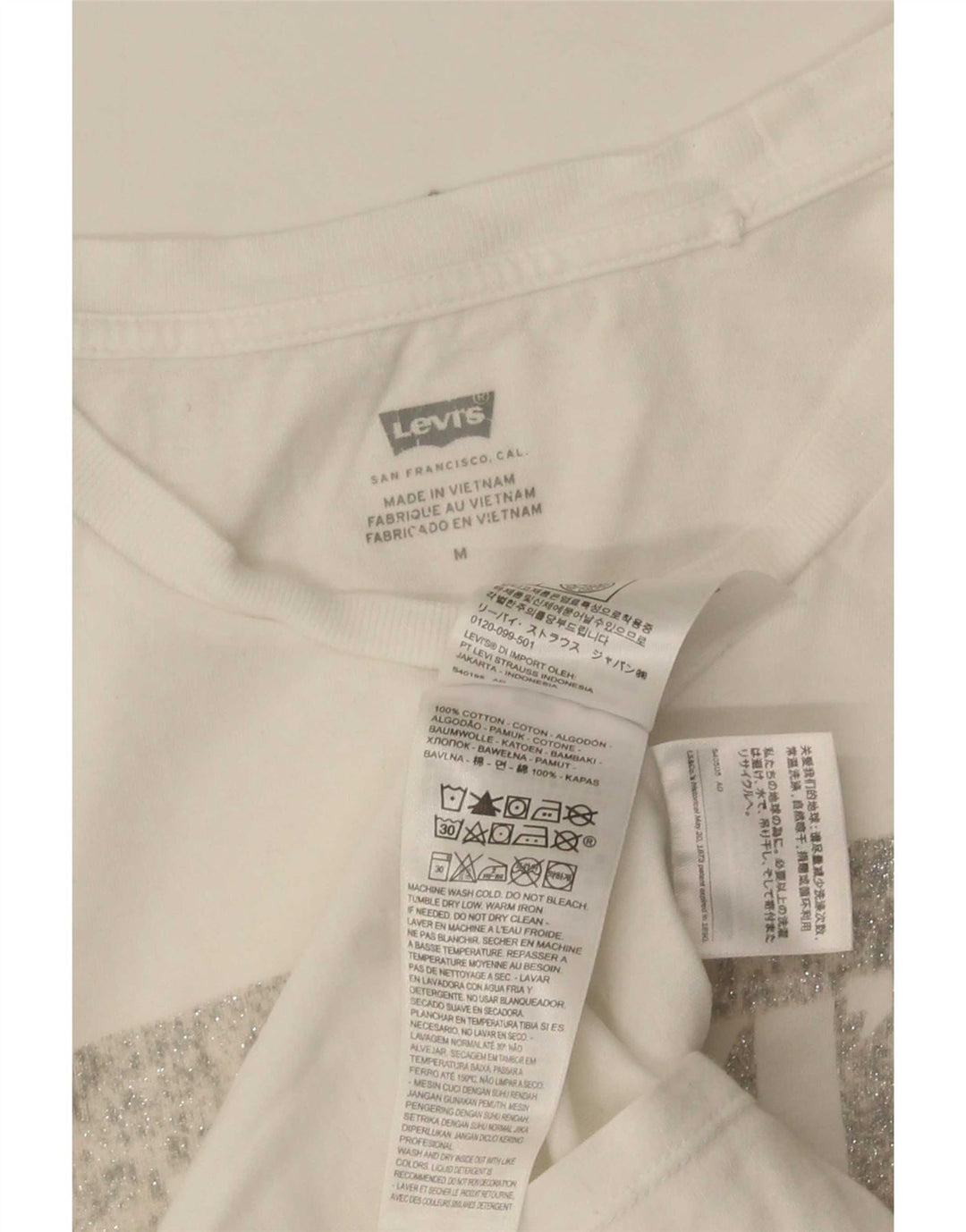 Levi's T-Shirt Graphique Femme UK 12 Coton Blanc Moyen