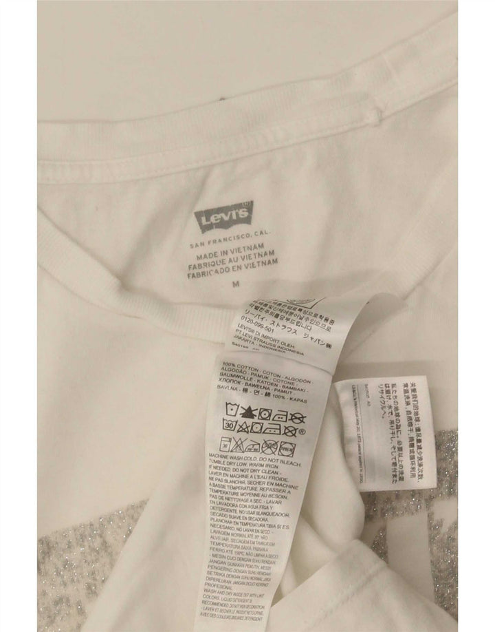 Levi's T-Shirt Graphique Femme UK 12 Coton Blanc Moyen
