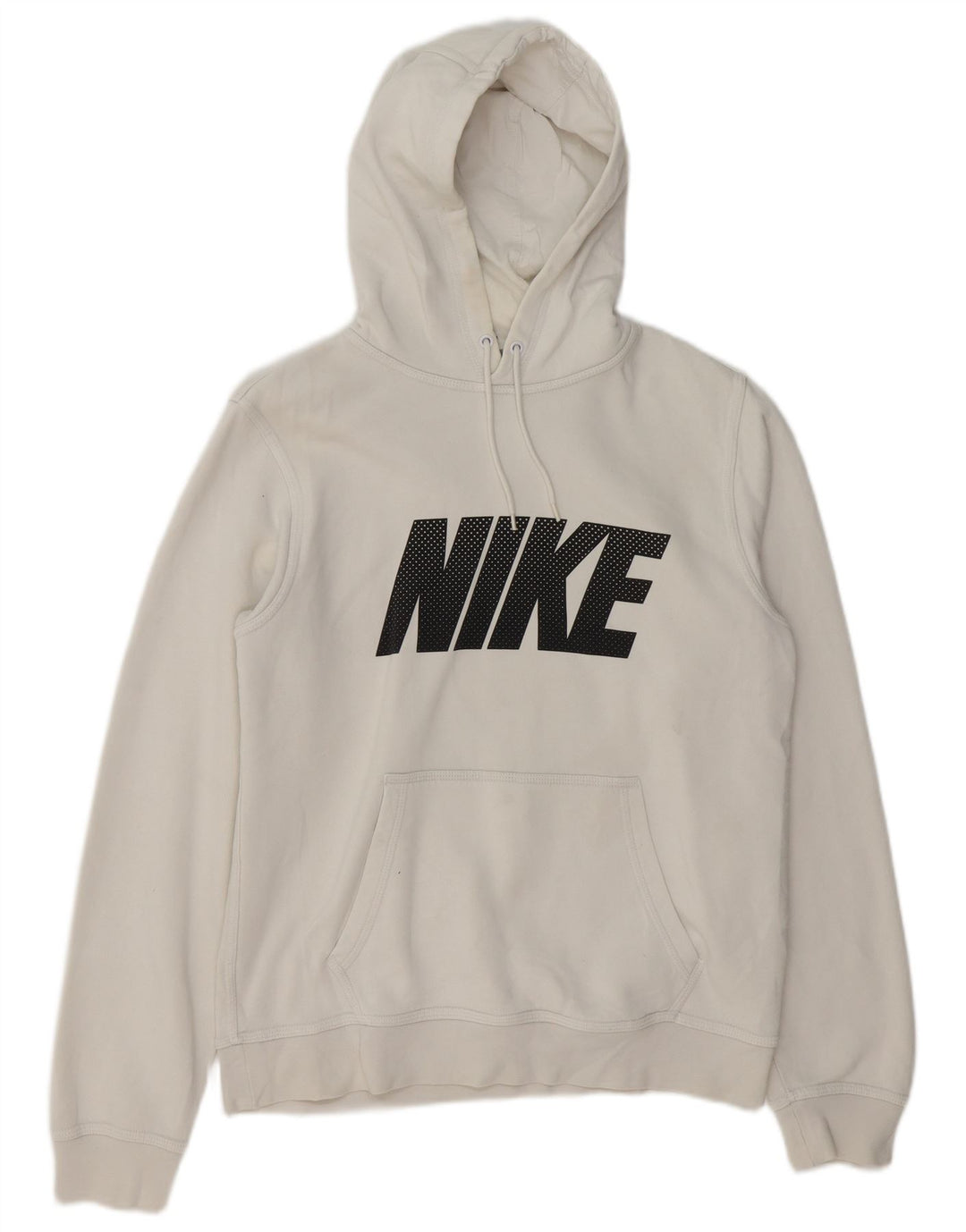 NIKE Mens Graphic Hoodie Jumper Small White Cotton