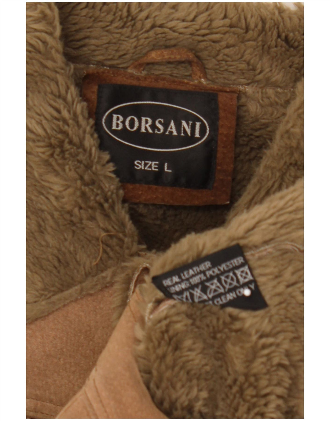 Borsani Veste en cuir Sherpa pour homme UK 40 Grand cuir marron